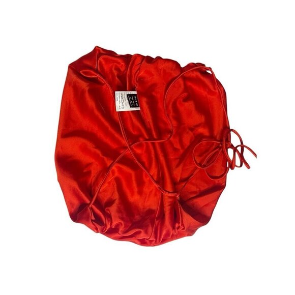Shein Red Satin Open Back Tie  Tube Top XS Y2K Holiday Cropped - Picture 2 of 4